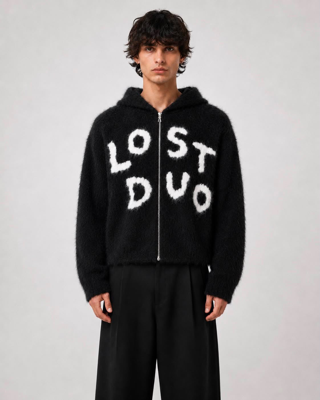 Mohair Zip Up Hoodie