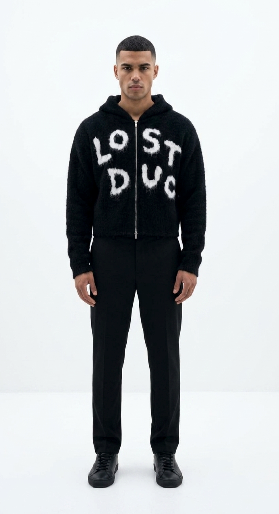 Fuzzy Knit Zip Hoodie
